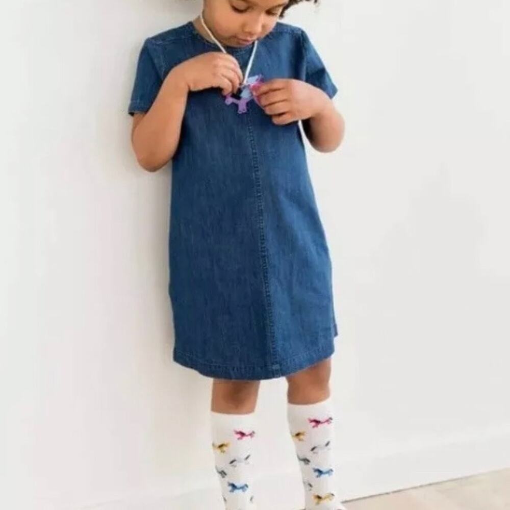 Hanna‎ Andersson Washed Chambray Denim Dress.